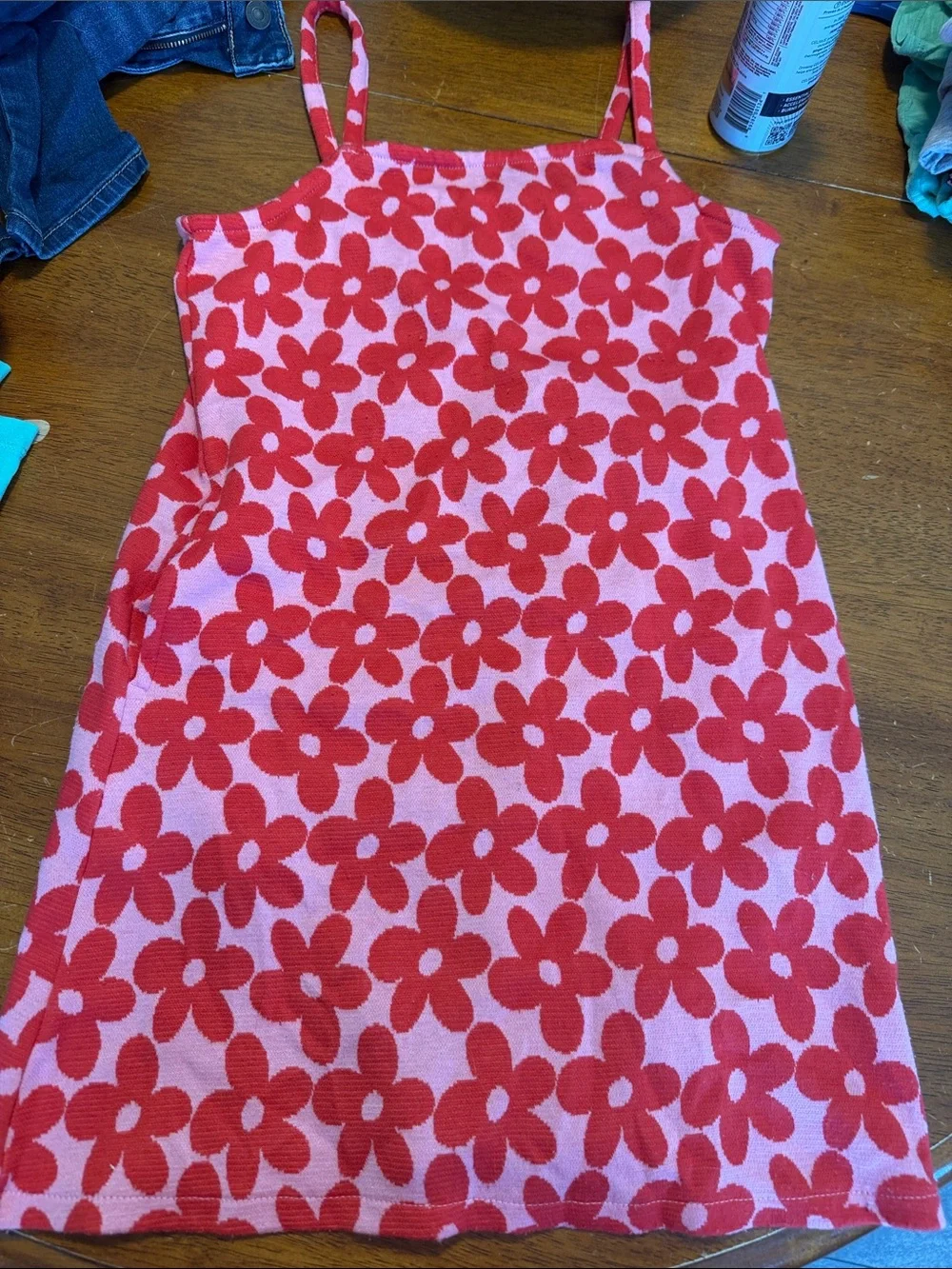 Old Navy Pink Dress with Red Floral Print